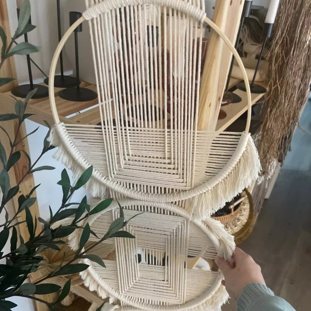 Creative Wooden Round Cotton Wall Decoration Macrame Wall Hanging